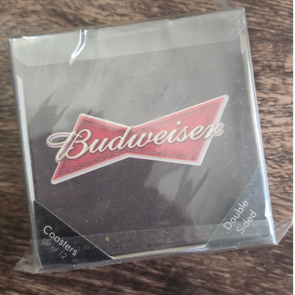 BUDWEISER‎ Coasters Red Double Sided Pub Coasters Set of 12 Vintage Logo new